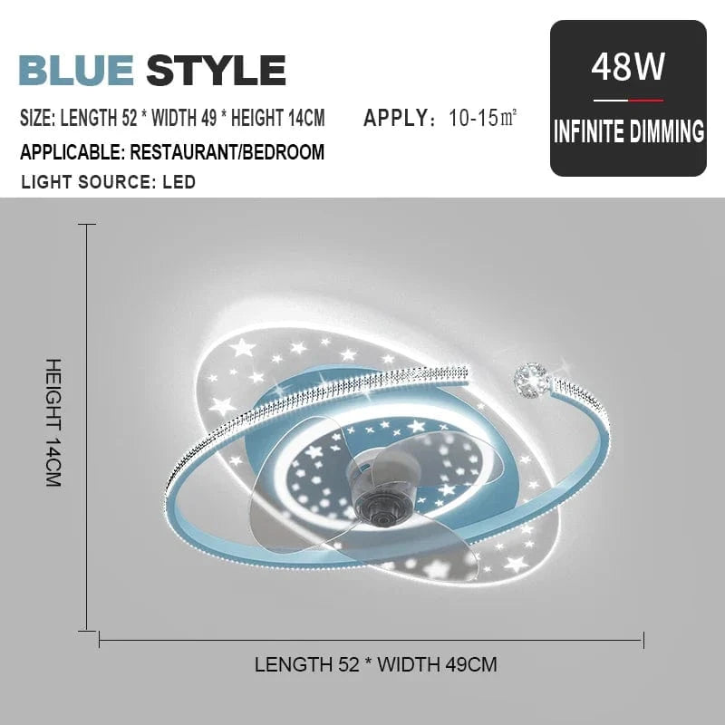 Plafonnier Ventilateur Brandé avec Tête Rotative 360° LED Silencieux | Marco Lucetti LUMIÈRE DE VENTILATEUR bleue / 48W