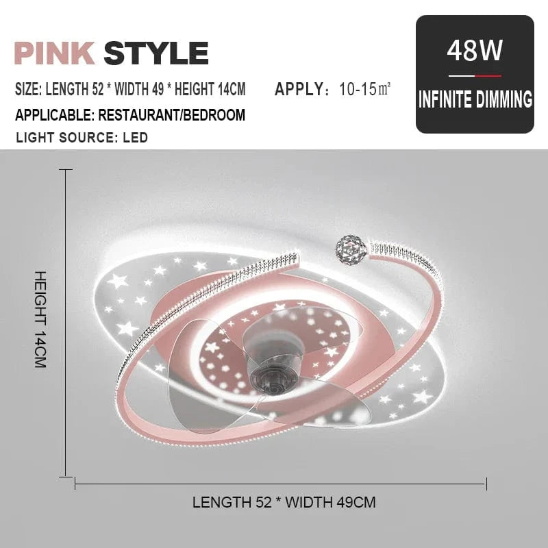 Plafonnier Ventilateur Brandé avec Tête Rotative 360° LED Silencieux | Marco Lucetti LUMIÈRE DE VENTILATEUR Rose / 48W