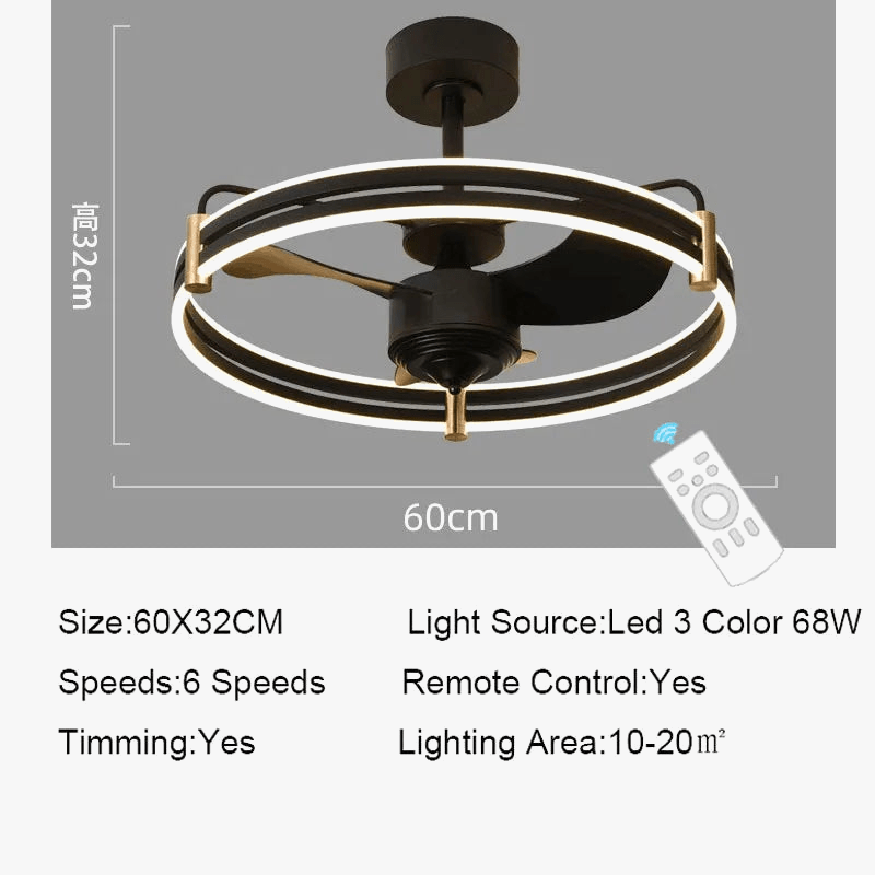 Plafonnier Ventilateur de Plafond Télécommandé LED 3 Couleurs 3000K / 4500K / 6000K - Moteur DC | Marco Lucetti
