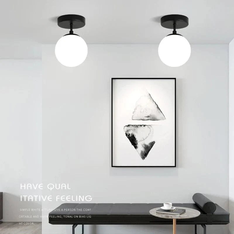 Plafonnier Verre Laiteux Boule Rond | Marco Lucetti