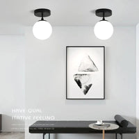 Plafonnier Verre Laiteux Boule Rond | Marco Lucetti