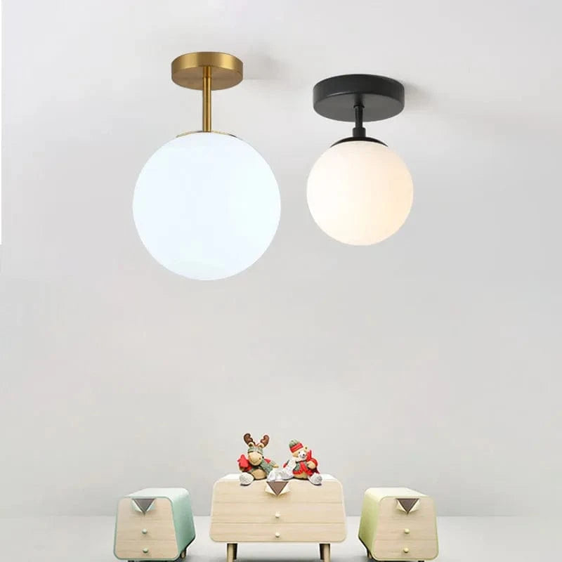 Plafonnier Verre Laiteux Boule Rond | Marco Lucetti