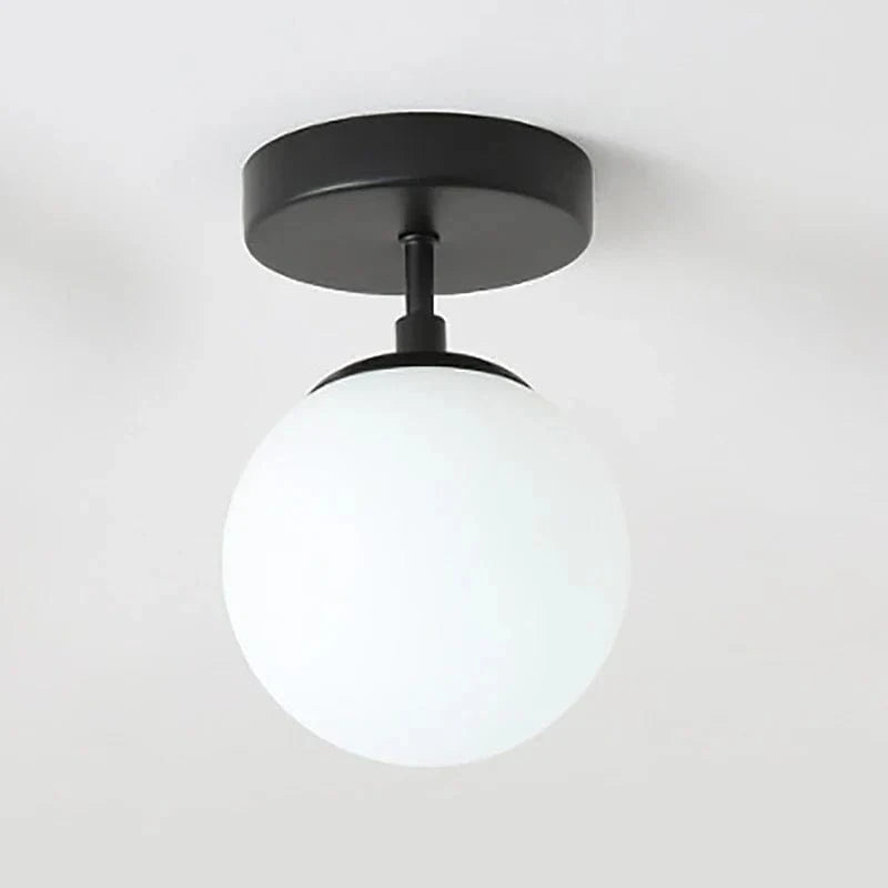 Plafonnier Verre Laiteux Boule Rond | Marco Lucetti B noir Blanc lait / Blanc chaud / Dia15