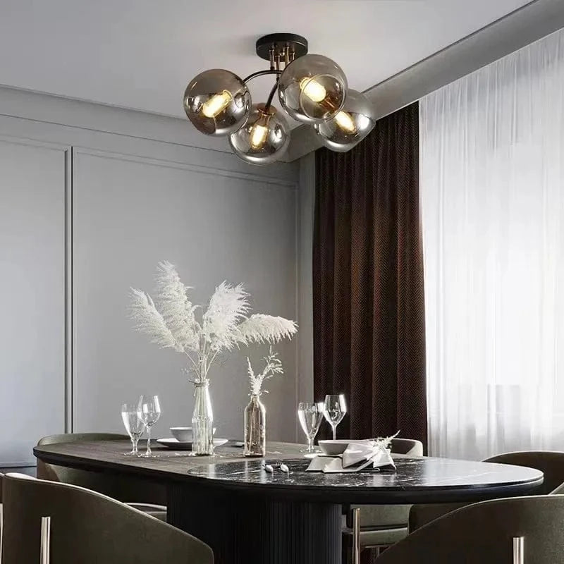 Plafonnier Verre Nordique Noiret Or | Marco Lucetti