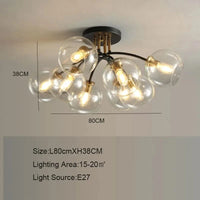 Plafonnier Verre Nordique Noiret Or | Marco Lucetti Transport 8 têtes