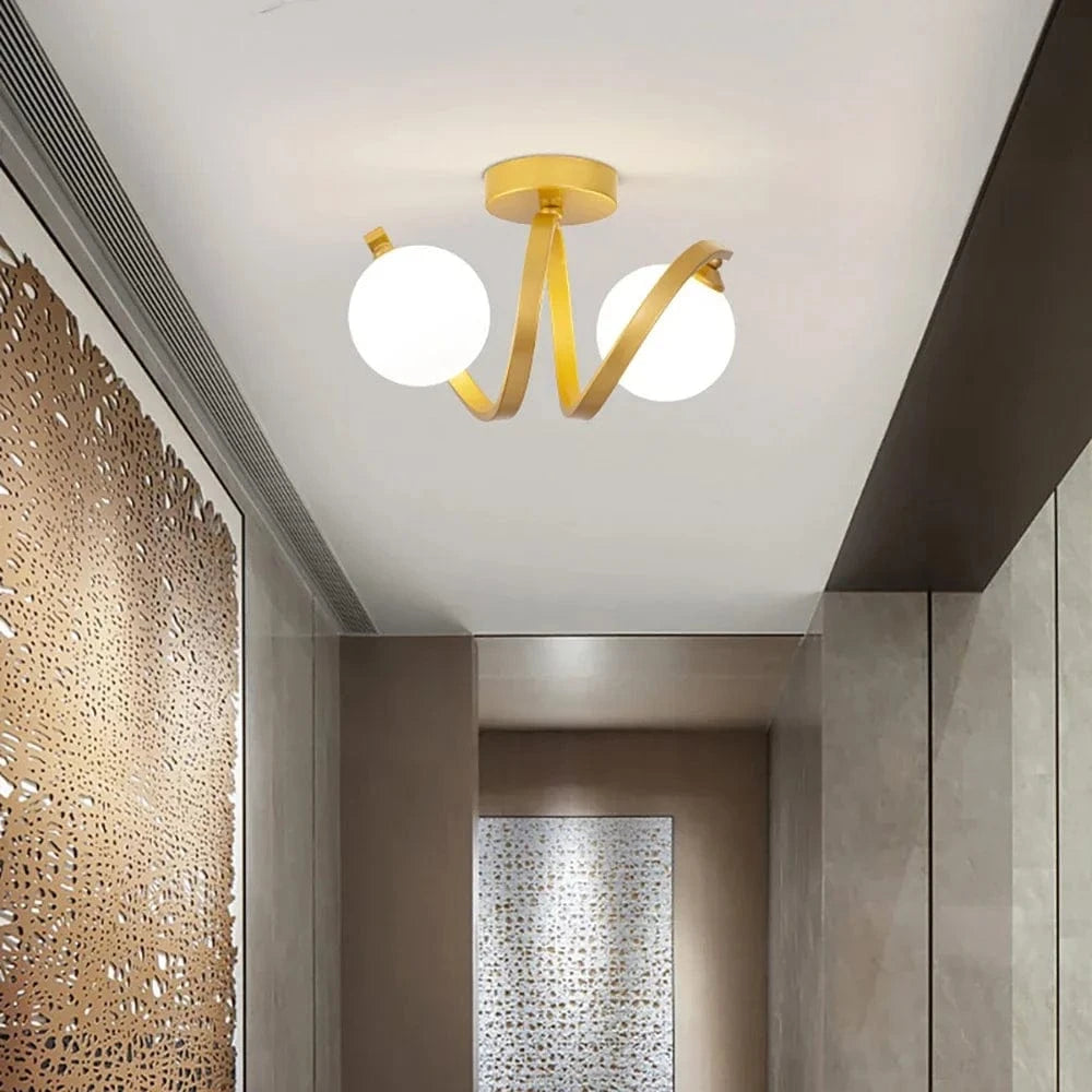Plafonnier Verre Nordique Or à Double Tête | Marco Lucetti