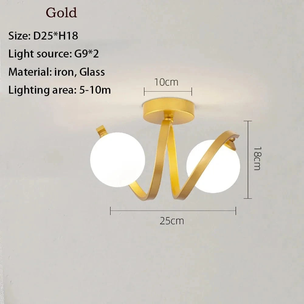 Plafonnier Verre Nordique Or à Double Tête | Marco Lucetti Or / Pas d&#39;ampoule / 220V