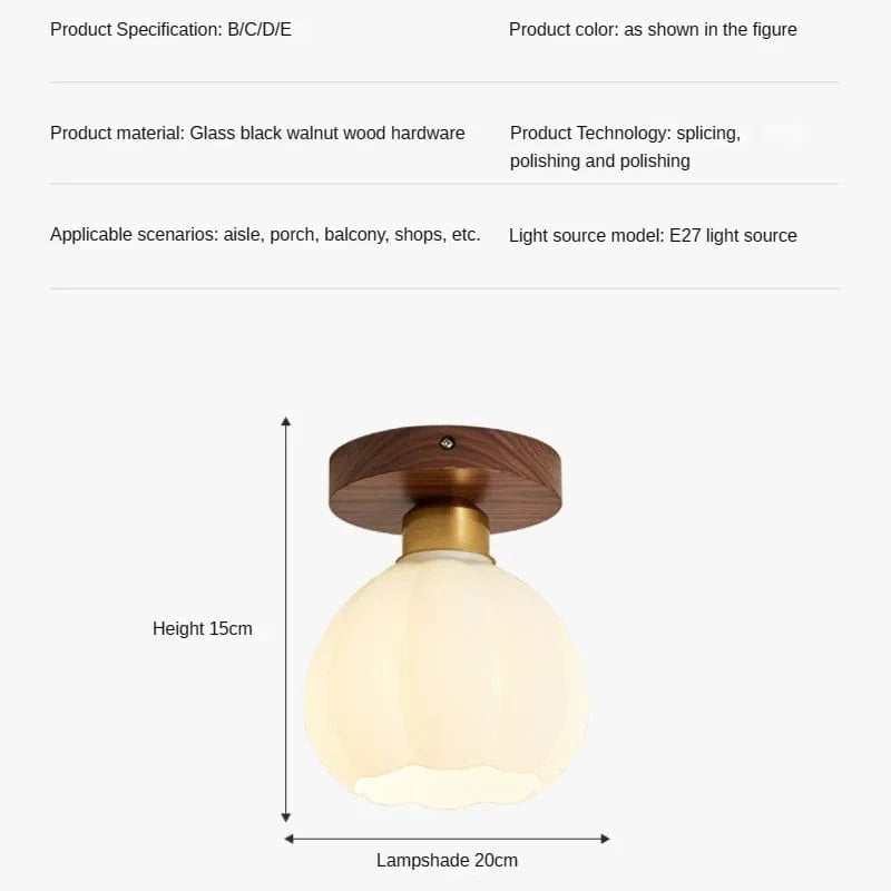 Plafonnier Vintage en Verre et Noyer pour un Éclairage Domestique Sophistiqué | Marco Lucetti