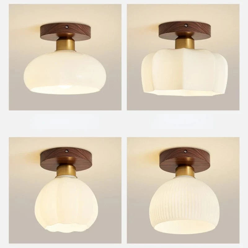 Plafonnier Vintage en Verre et Noyer pour un Éclairage Domestique Sophistiqué | Marco Lucetti