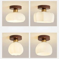 Plafonnier Vintage en Verre et Noyer pour un Éclairage Domestique Sophistiqué | Marco Lucetti