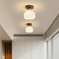 Plafonnier Vintage en Verre et Noyer pour un Éclairage Domestique Sophistiqué | Marco Lucetti