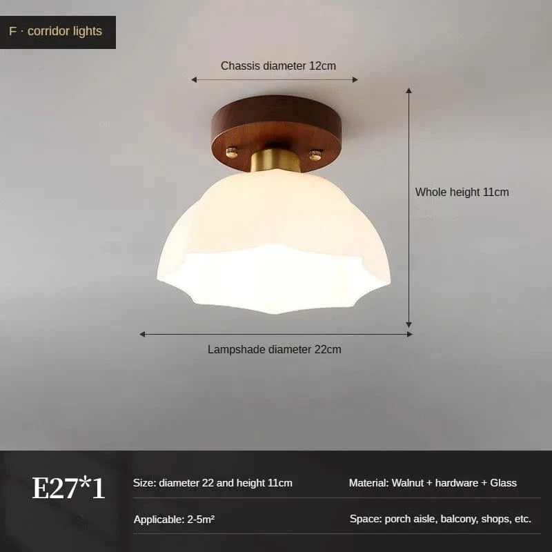 Plafonnier Vintage en Verre et Noyer pour un Éclairage Domestique Sophistiqué | Marco Lucetti F / Lumière froide (6000K)