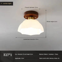 Plafonnier Vintage en Verre et Noyer pour un Éclairage Domestique Sophistiqué | Marco Lucetti F / Lumière froide (6000K)