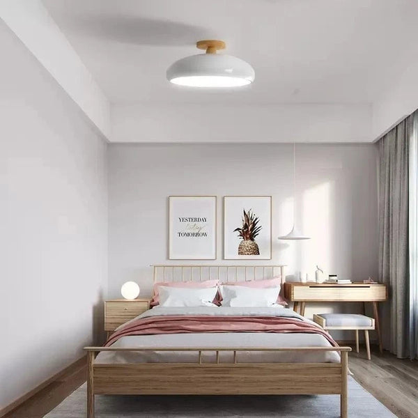 Plafonnier Vintage LED nordique en bois - Luminaire Orange PVC rond. | Marco Lucetti