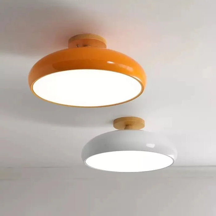 Plafonnier Vintage LED nordique en bois - Luminaire Orange PVC rond. | Marco Lucetti
