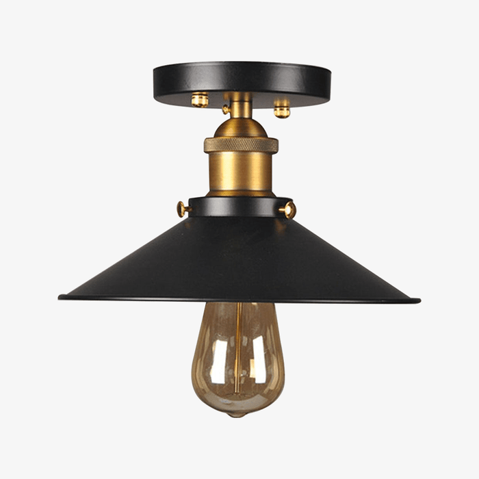 Plafonnier Vintage Noir & Doré en Métal | Marco Lucetti 22cm