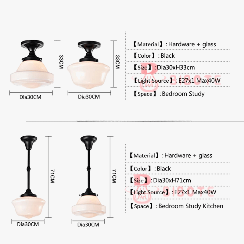 Plafonnier Vintage Noir pour Chambre à Coucher - Lampe Suspendue Industrielle | Marco Lucetti