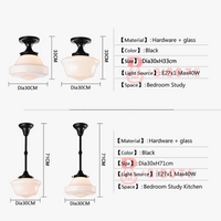 Plafonnier Vintage Noir pour Chambre à Coucher - Lampe Suspendue Industrielle