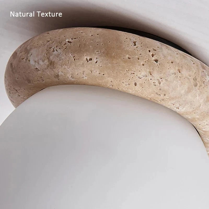 Plafonnier Wabi Sabi Japon LED Travertin - Décoration Industrielle | Marco Lucetti D160xH160mm / Blanc chaud | 6-10W E27