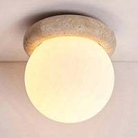 Plafonnier Wabi Sabi Japon LED Travertin - Décoration Industrielle | Marco Lucetti D160xH160mm / Blanc chaud | 6-10W E27