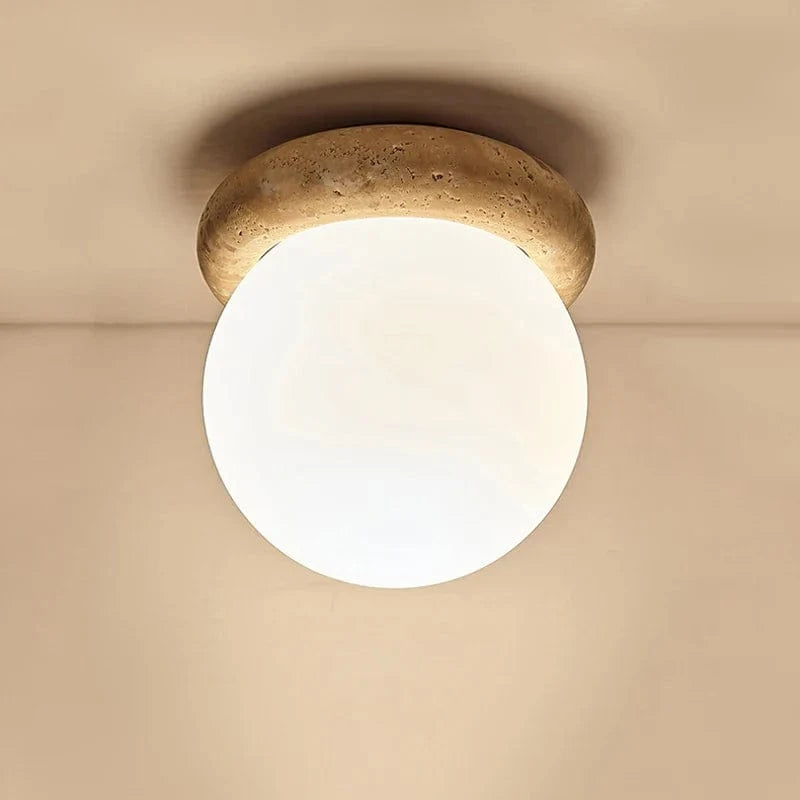 Plafonnier Wabi Sabi Japon LED Travertin - Décoration Industrielle | Marco Lucetti D160xH160mm / Blanc chaud | 6-10W E27