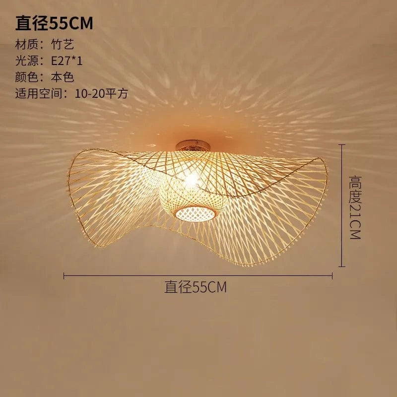 Plafonnier Zen en Bambou Tissé Atymico - Style Sud-Est Asiatique | Marco Lucetti Diamètre 55cm