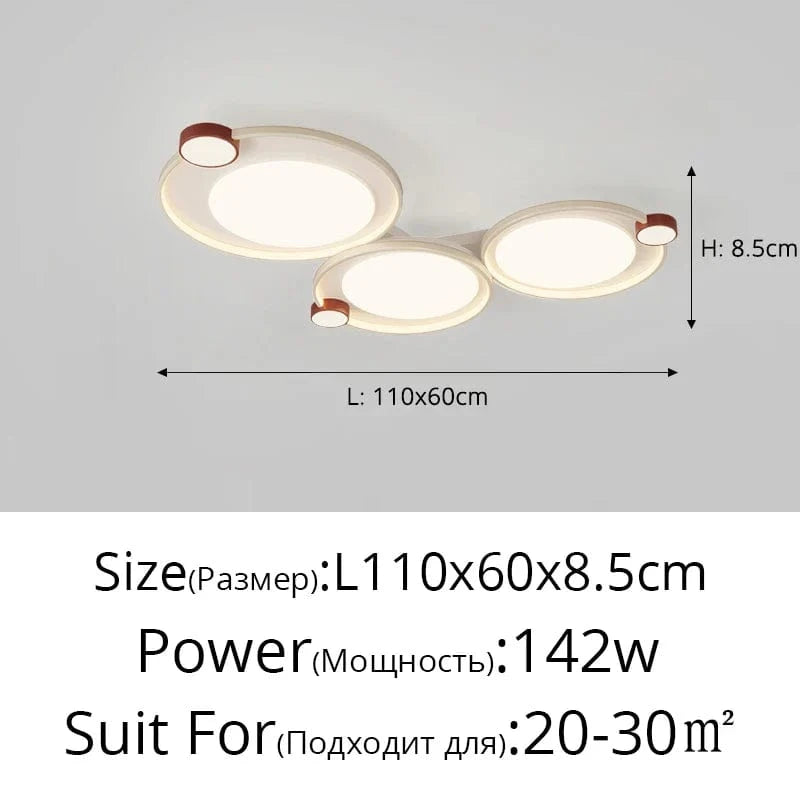 Plafonniers carrés ronds simples chambre LED éclairage intérieur moderne nordique | Marco Lucetti Gradation infinie / L110 Blanc