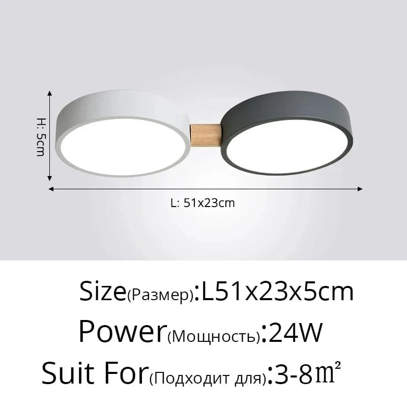 Plafonniers Créatifs Macaron en Bois pour Indoor Lighting LED Multicolore | Marco Lucetti 2 têtes A / Blanc froid, pas de télécommande