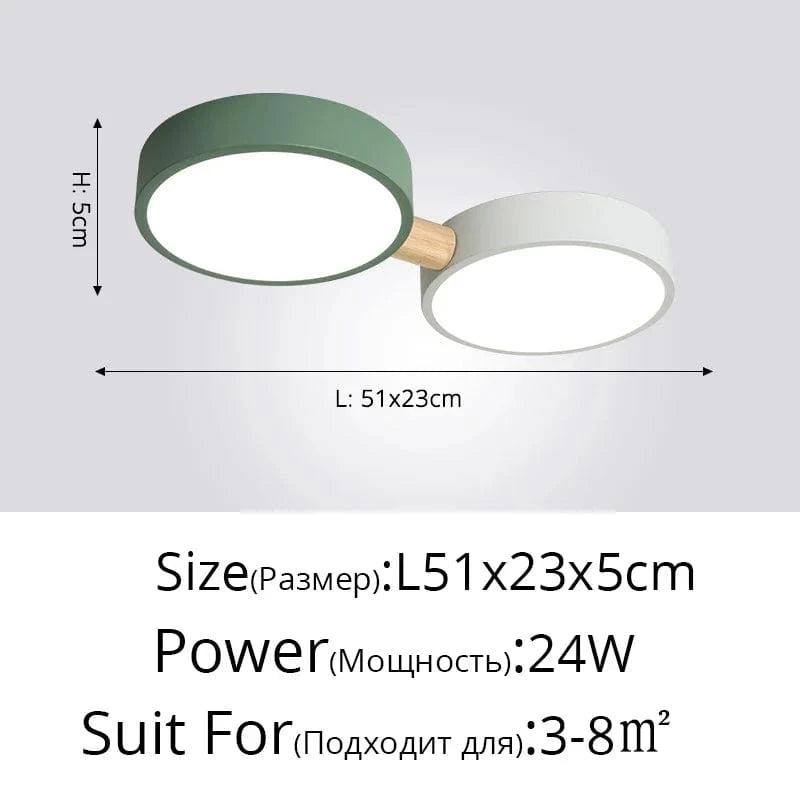 Plafonniers Créatifs Macaron en Bois pour Indoor Lighting LED Multicolore | Marco Lucetti 2 têtes B / Blanc froid, pas de télécommande
