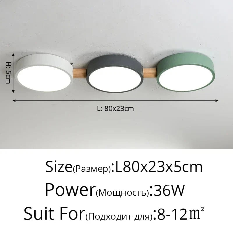 Plafonniers Créatifs Macaron en Bois pour Indoor Lighting LED Multicolore | Marco Lucetti 3 têtes A / Blanc froid, pas de télécommande