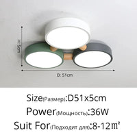 Plafonniers Créatifs Macaron en Bois pour Indoor Lighting LED Multicolore | Marco Lucetti 3 têtes C / Blanc froid, pas de télécommande