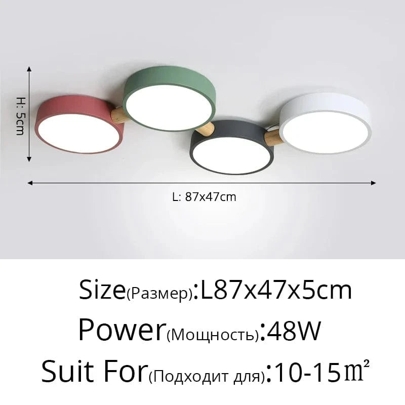 Plafonniers Créatifs Macaron en Bois pour Indoor Lighting LED Multicolore | Marco Lucetti 4 têtes A / Blanc froid, pas de télécommande