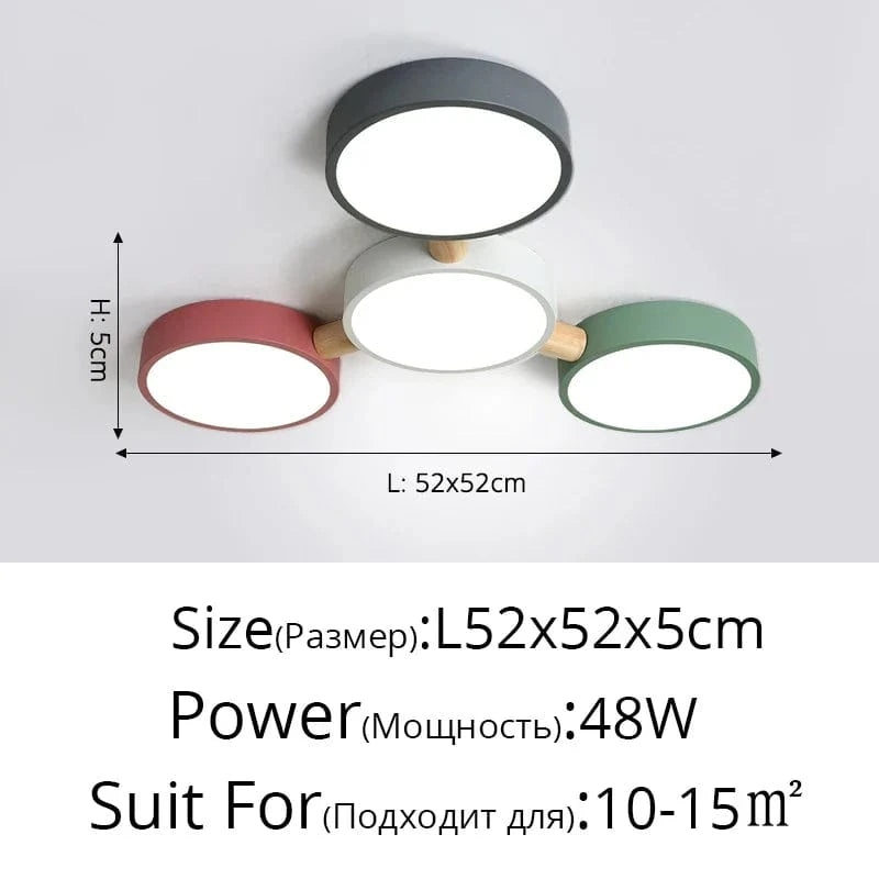 Plafonniers Créatifs Macaron en Bois pour Indoor Lighting LED Multicolore | Marco Lucetti 4 têtes B / Blanc froid, pas de télécommande