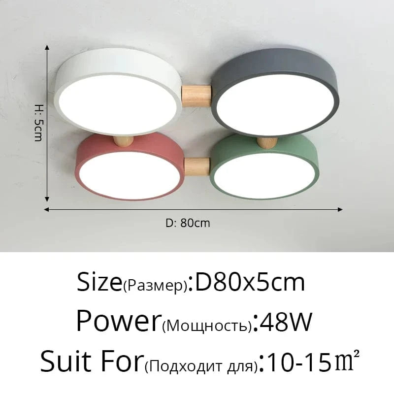 Plafonniers Créatifs Macaron en Bois pour Indoor Lighting LED Multicolore | Marco Lucetti 4 têtes C / Blanc froid, pas de télécommande