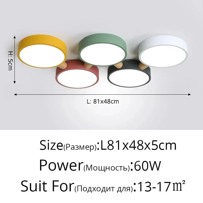 Plafonniers Créatifs Macaron en Bois pour Indoor Lighting LED Multicolore | Marco Lucetti 5 têtes A / Blanc froid, pas de télécommande