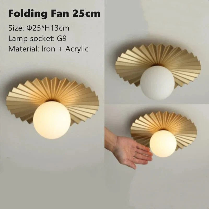 Plafonniers dorés de luxe Lotus Leaf | Marco Lucetti Éventail Pliant 25cm / Pas d&#39;ampoules