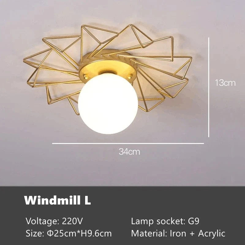 Plafonniers dorés de luxe Lotus Leaf | Marco Lucetti Moulin à vent L / Tricolore