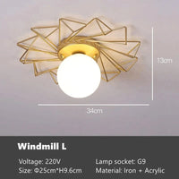 Plafonniers dorés de luxe Lotus Leaf | Marco Lucetti Moulin à vent L / Tricolore