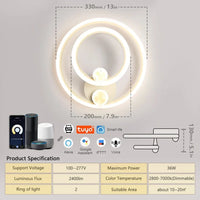 Plafonniers élégants à LEDs avec variateur de luminosité et télécommande pour salon chambre cuisine salle à manger | Marco Lucetti Contrôle de l&#39;application 2Ring