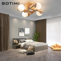 Plafonniers en bois avec abat-jour en verre pour salon moderne - Lustres carrés en bois pour chambre à coucher | Marco Lucetti