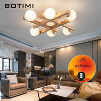 Plafonniers en bois avec abat-jour en verre pour salon moderne - Lustres carrés en bois pour chambre à coucher | Marco Lucetti