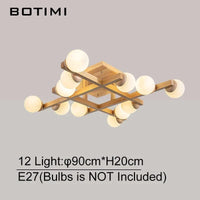 Plafonniers en bois avec abat-jour en verre pour salon moderne - Lustres carrés en bois pour chambre à coucher | Marco Lucetti 12 Lumière