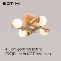 Plafonniers en bois avec abat-jour en verre pour salon moderne - Lustres carrés en bois pour chambre à coucher | Marco Lucetti 4 Lumière