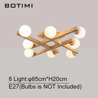 Plafonniers en bois avec abat-jour en verre pour salon moderne - Lustres carrés en bois pour chambre à coucher | Marco Lucetti 8 Lumière