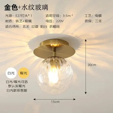 Plafonniers en verre boule ronde moderne pour un éclairage luxueux et abordable - Idéal pour restaurant, allée, couloir et balcon | Marco Lucetti Ondulation d&#39;or