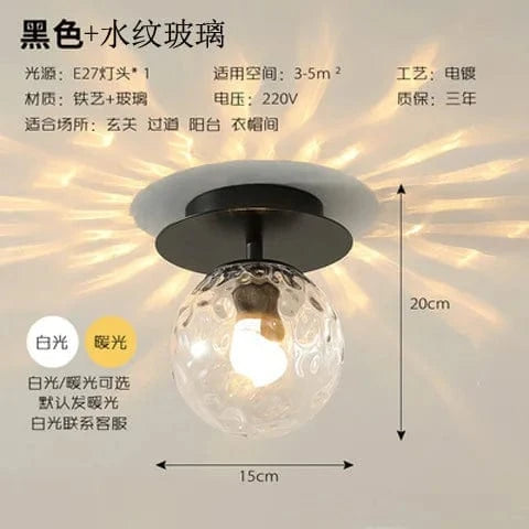 Plafonniers en verre boule ronde moderne pour un éclairage luxueux et abordable - Idéal pour restaurant, allée, couloir et balcon | Marco Lucetti Ondulation noire