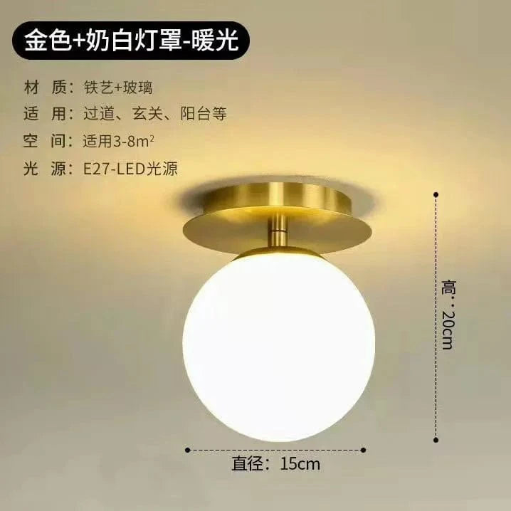 Plafonniers en verre boule ronde moderne pour un éclairage luxueux et abordable - Idéal pour restaurant, allée, couloir et balcon | Marco Lucetti Or blanc