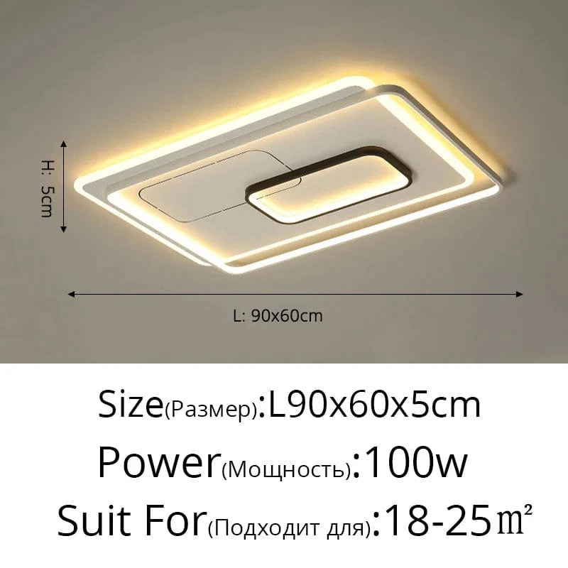 PLAFONNIERS LED ÉLÉGANTS POUR LA DÉCO INTÉRIEURE D'HÔTEL | Marco Lucetti L90x60x5cm / Blanc froid Pas de télécommande