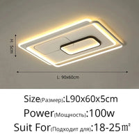 PLAFONNIERS LED ÉLÉGANTS POUR LA DÉCO INTÉRIEURE D'HÔTEL | Marco Lucetti L90x60x5cm / Blanc froid Pas de télécommande