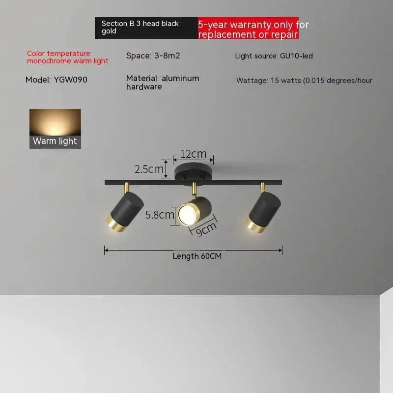 Plafonniers LED haoze pour maison et magasin | Marco Lucetti Or noir 3 têtes